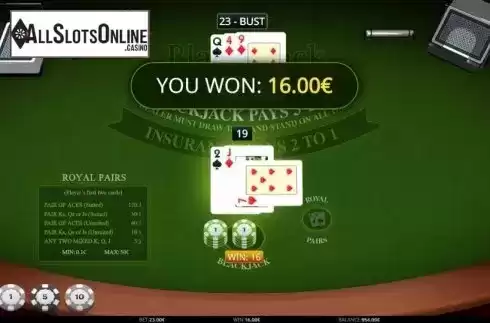 Game Screen 5. Blackjack Royal Pairs from iSoftBet