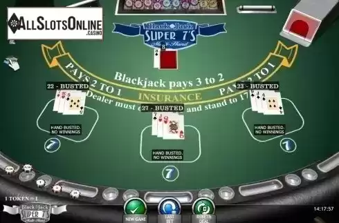 Game Screen. Blackjack Super 7s MH from iSoftBet