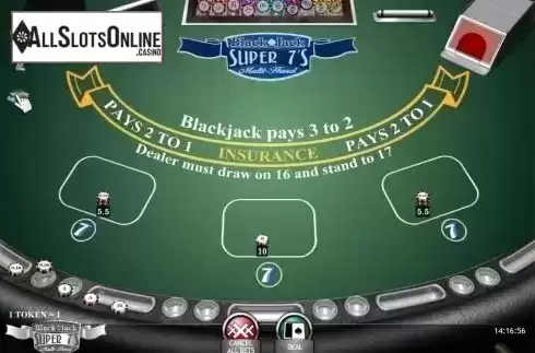 Game Screen. Blackjack Super 7s MH from iSoftBet