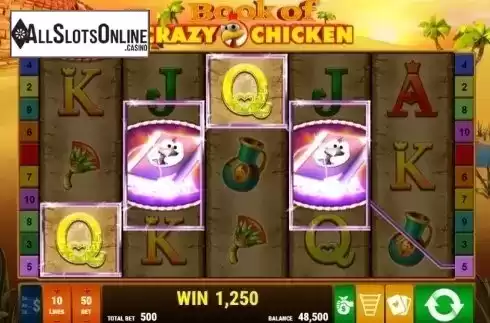 Win Screen. Book Of Crazy Chicken from Bally Wulff