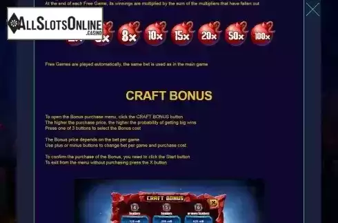 Craft Bonus screen