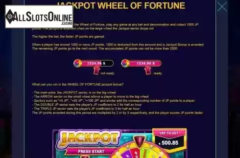 Jackpot wheel of fortune screen