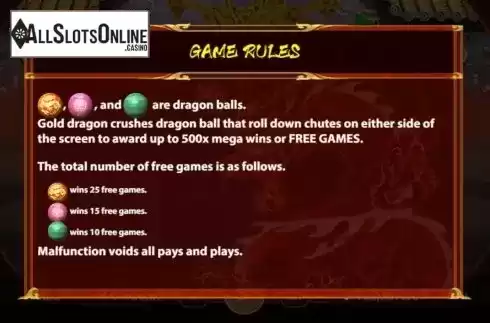 Rules screen. Dragon Ball (KA Gaming) from KA Gaming