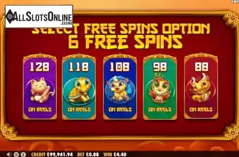 Select Option Free Spin screen