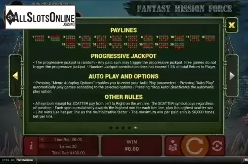 Lines & Rules. Fantasy Mission Force from RTG