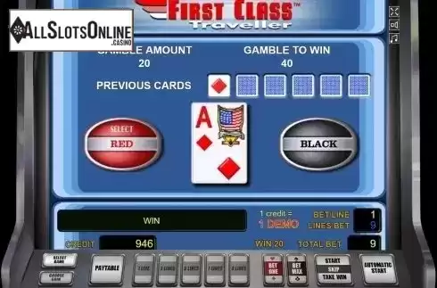 Gamble game screen 2. First Class Traveller from Novomatic