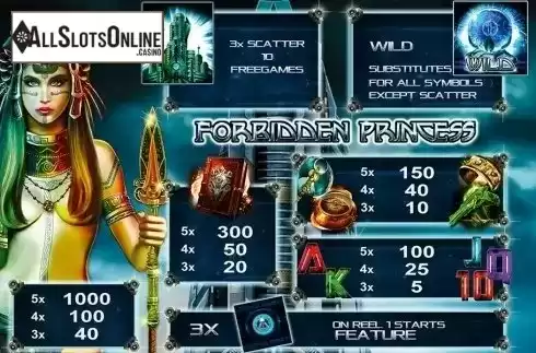 Paytable 1. Forbidden Princess HD from Merkur