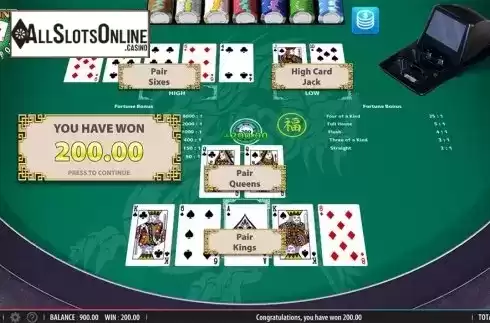 Win screen. Fortune Pai Gow Poker from SG