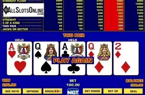 Win Screen. Bonus Poker Game King from IGT