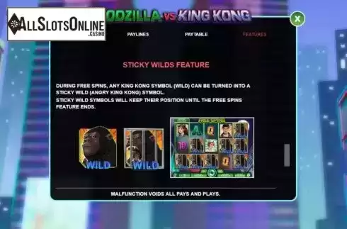 Wilds feature screen. Godzilla vs King Kong from Arrows Edge