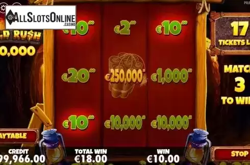 Win Screen 3. Gold Rush Scratchcard from Pragmatic Play
