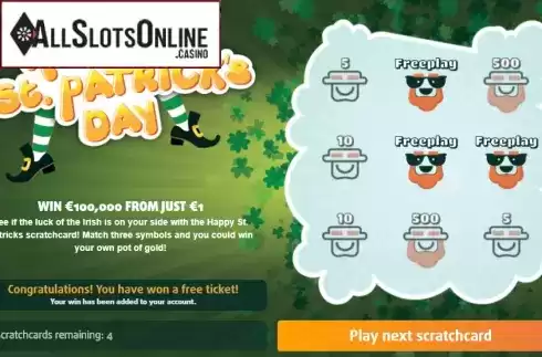 Win screen 2. Happy St. Patrick's Day from gamevy