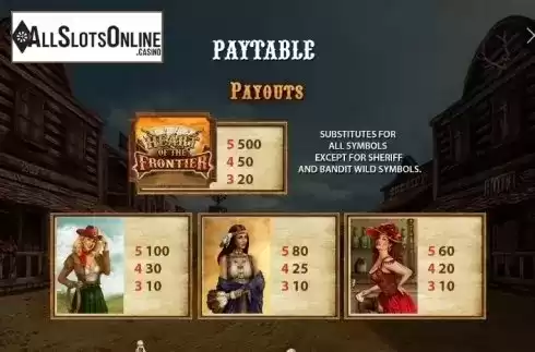Paytable 1. Heart of the Frontier from Playtech