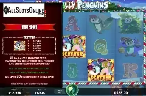 Paytable 1. Holly Jolly Penguins from Fortune Factory Studios