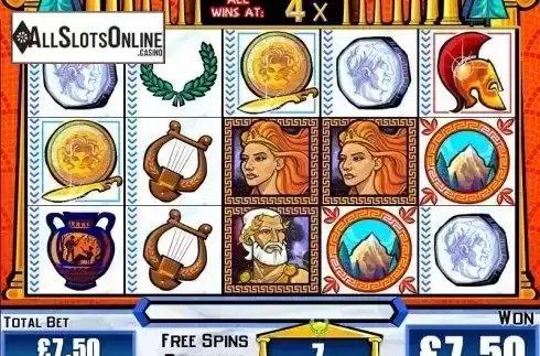 Free Spins screen. Kingdom of the Titans from WMS