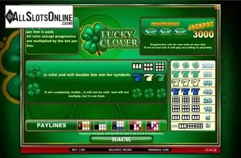 Paytable . Lucky Clover iSoftBet from iSoftBet