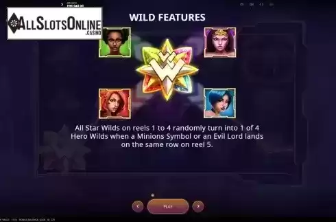 Wild features screen