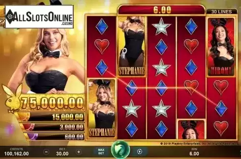 Win screen. Playboy Gold Jackpots from Triple Edge Studios