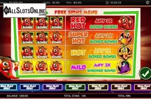 Free Spins Menu. Red Hot Chilli Steppa from CORE Gaming
