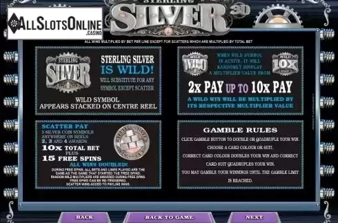 Screen3. Sterling Silver 3D/2D from Microgaming