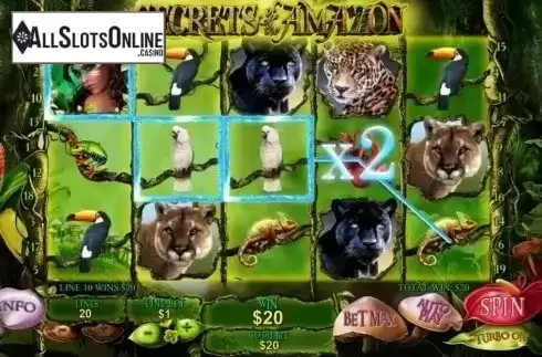 Wild Win screen. Secrets of the Amazon from Playtech