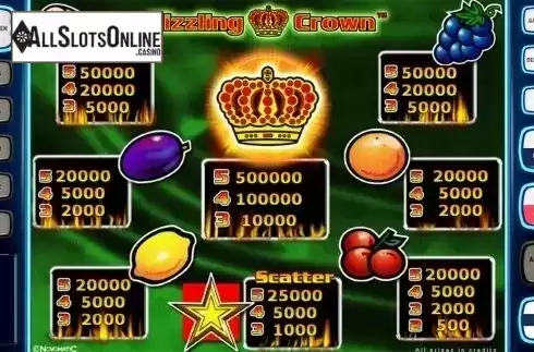 Paytable . Sizzling Crown Deluxe from Novomatic