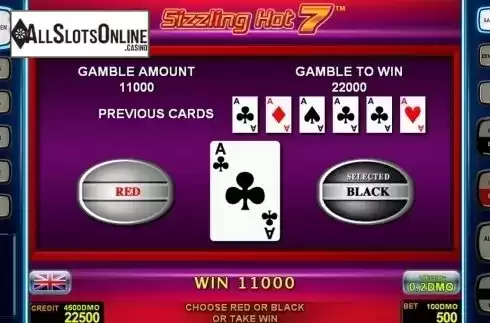 Gamble game screen 2. Sizzling Hot 7 Deluxe from Novomatic