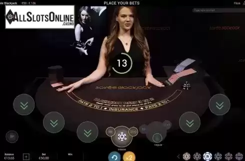 Game Screen. Soiree Blackjack Live from Playtech