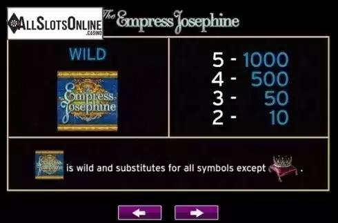 Paytable 5. The Empress Josephine from High 5 Games