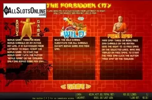Paytable 2. The Forbidden City HD from World Match