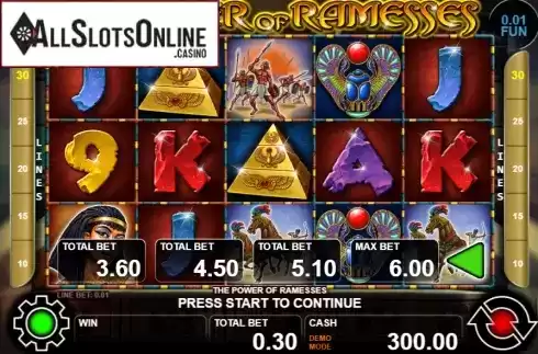 Reel screen. The Power Of Ramesses from Casino Technology