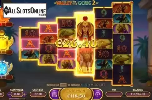 Win Screen 6. Valley Of The Gods 2 from Yggdrasil