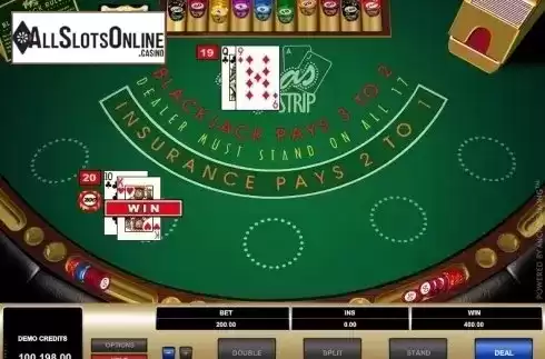 Win Screen. Vegas Strip Blackjack (Microgaming) from Microgaming