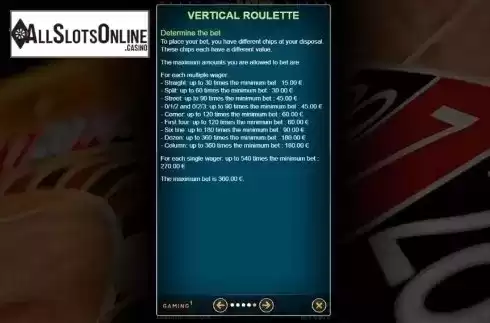 Rules 5. Vertical Roulette VIP from GAMING1