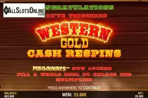 Respins 1. Western Gold Megaways from iSoftBet