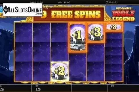 Free Spins Feature. Wolf Legend Megaways from Blueprint