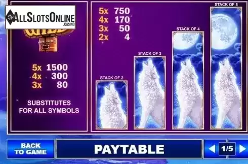 Paytable 1. Wolves! Wolves! Wolves! from Playtech