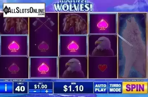 Win screen. Wolves! Wolves! Wolves! from Playtech