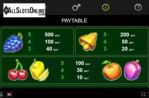 Pay Table screen 3