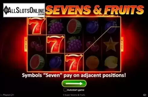 Start Screen. 5 Super Sevens & Fruits from Playson