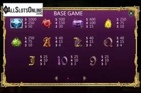 Paytable. Mystic Gems (XIN Gaming) from XIN Gaming