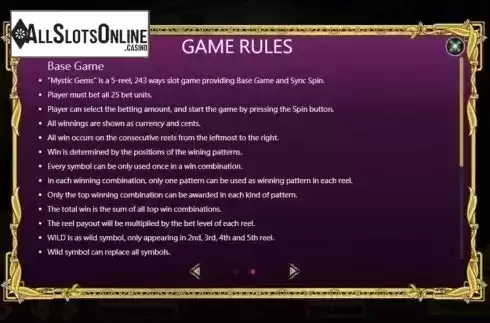 Rules 1. Mystic Gems (XIN Gaming) from XIN Gaming