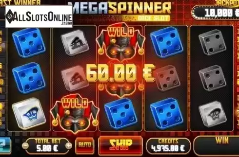Win screen. Mega Spinner Dice Slot from GAMING1