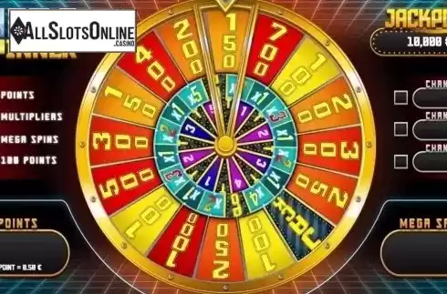 Bonus wheel screen. Mega Spinner Dice Slot from GAMING1