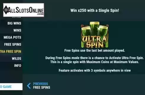 Ultra Free Spin screen