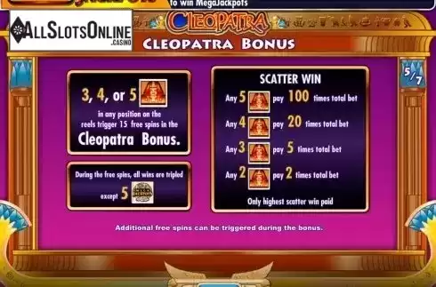 Screen6. MegaJackpots Cleopatra from IGT
