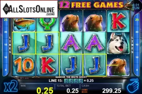 Win screen 1. Nanook The White Ghost from Casino Technology