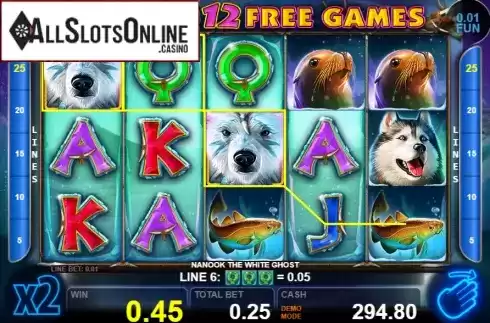 Win screen 3. Nanook The White Ghost from Casino Technology