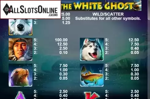 Paytable 1. Nanook The White Ghost from Casino Technology