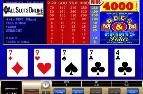 Game Screen. Aces & Eights (Microgamig) from Microgaming
